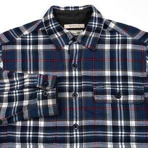L.L. Bean Fleece Lined Flannel Shacket Shirt Small Check Plaid‎ Outdoor 250393
